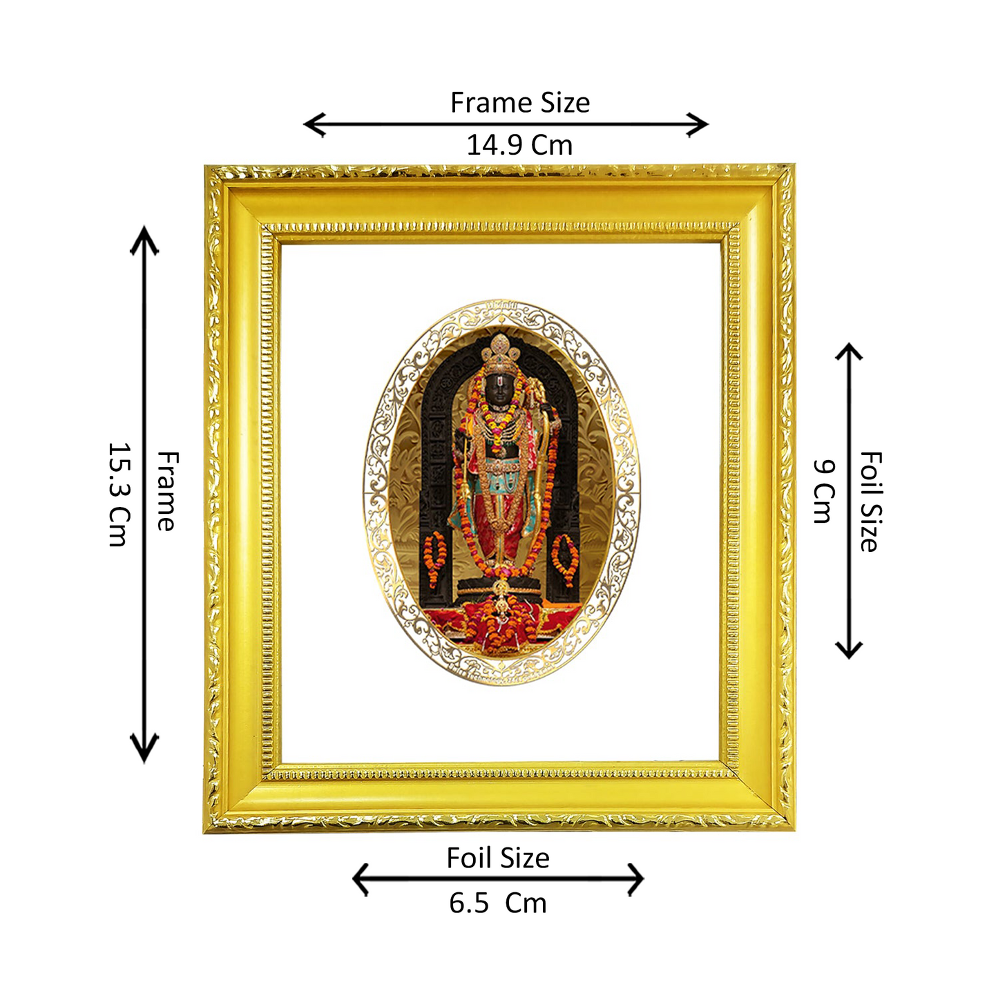 DIVINITI 24K Gold Plated Foil Ram Lalla Photo Frame for Home & Office Decor, Wall Hanging, Table Top, Puja Room & Gift DG 101 Size 1 (15.3x14.9 CM)