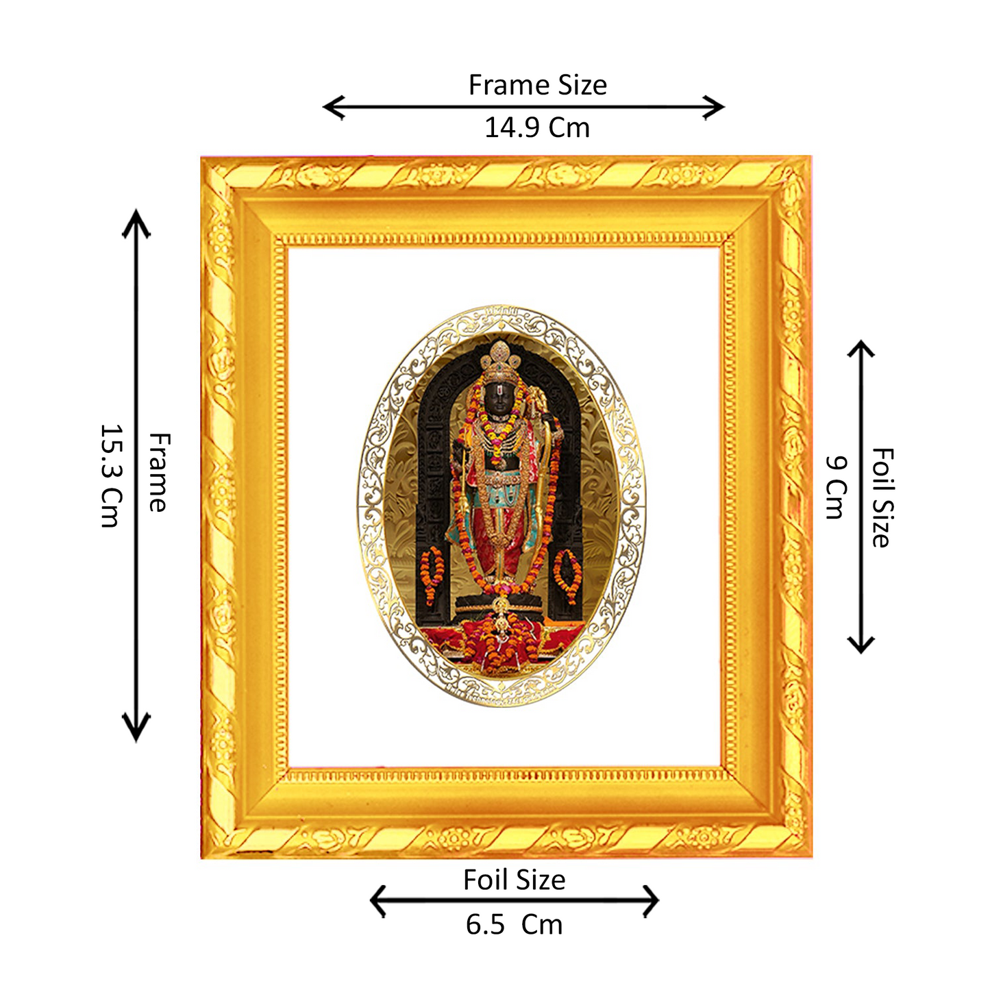 DIVINITI 24K Gold Plated Foil Ram Lalla Photo Frame for Home & Office Decor, Wall Hanging, Table Top, Puja Room & Gift DG 103 Size 1 (15.3x14.9 CM)