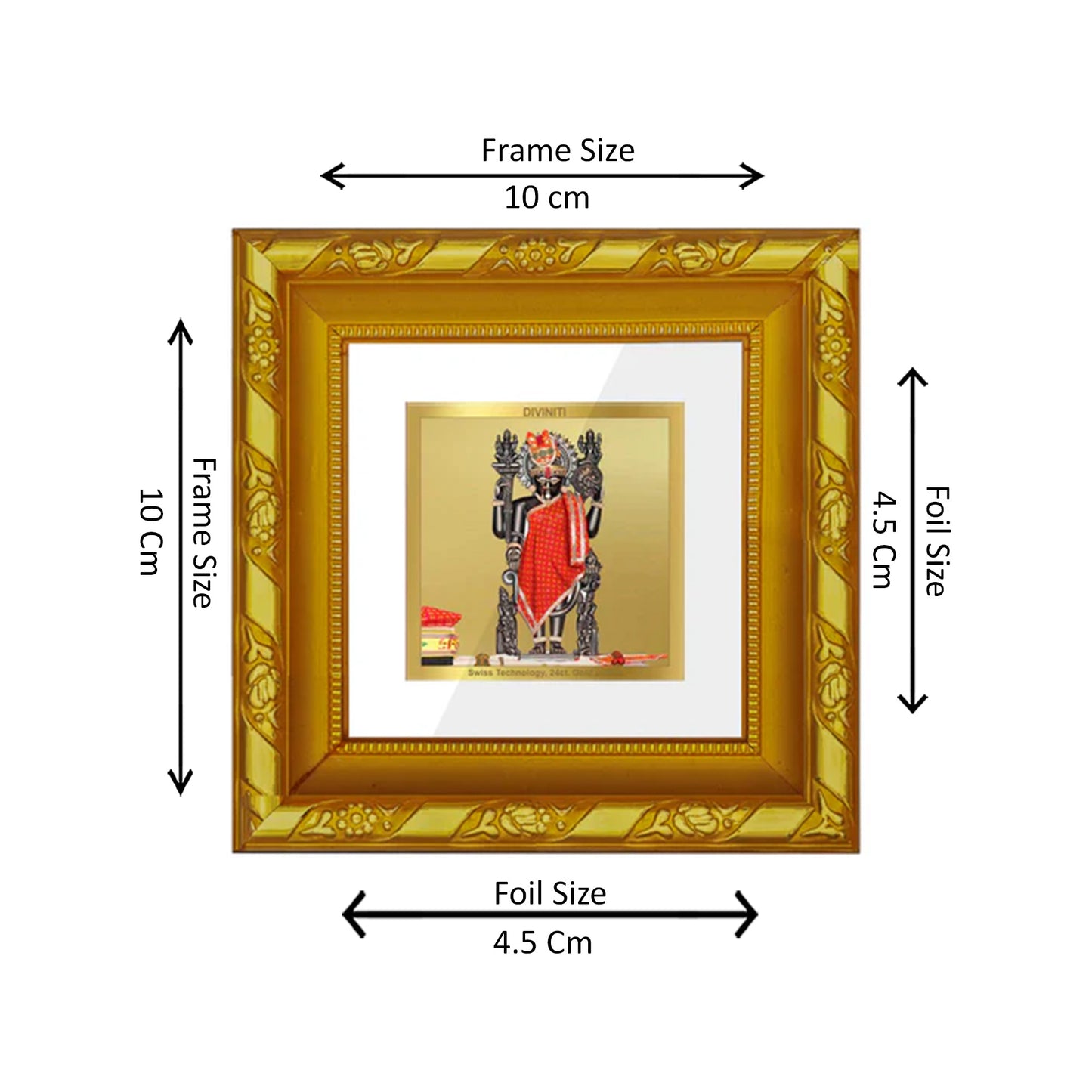 DIVINITI 24K Gold Plated Foil Dwarkadhish Stylish Photo Frame for Puja Room, Home Wall Decor, Table Top, Puja Room, Gifts|DG103S1A (10x10 CM)