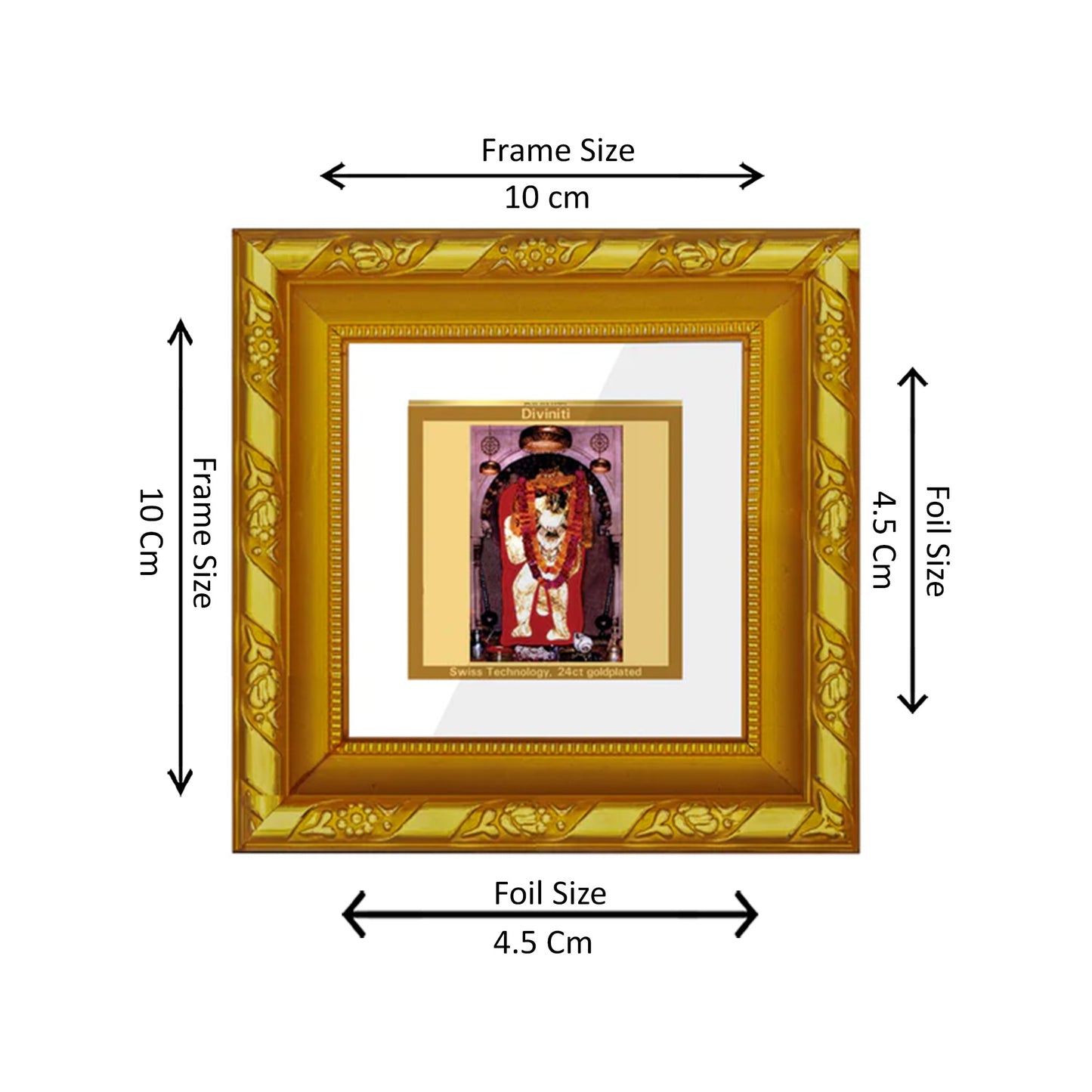 DIVINITI 24K Gold Plated Foil Mehandipur Balaji Wall Photo Frame Idol for Puja Room, Table Top, Home Decor, Workshop, Gifts | DG103S1A (10x10 CM)