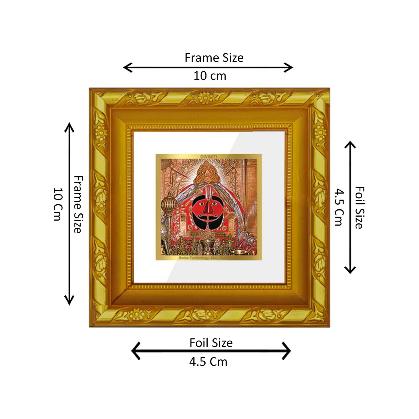 DIVINITI 24K Gold Plated Salasar Balaji Wall Photo Frame Idol for Table Top, Home Decor, Workshop, Puja Room, Premium Gifts | DG103S1A (10x10 CM)