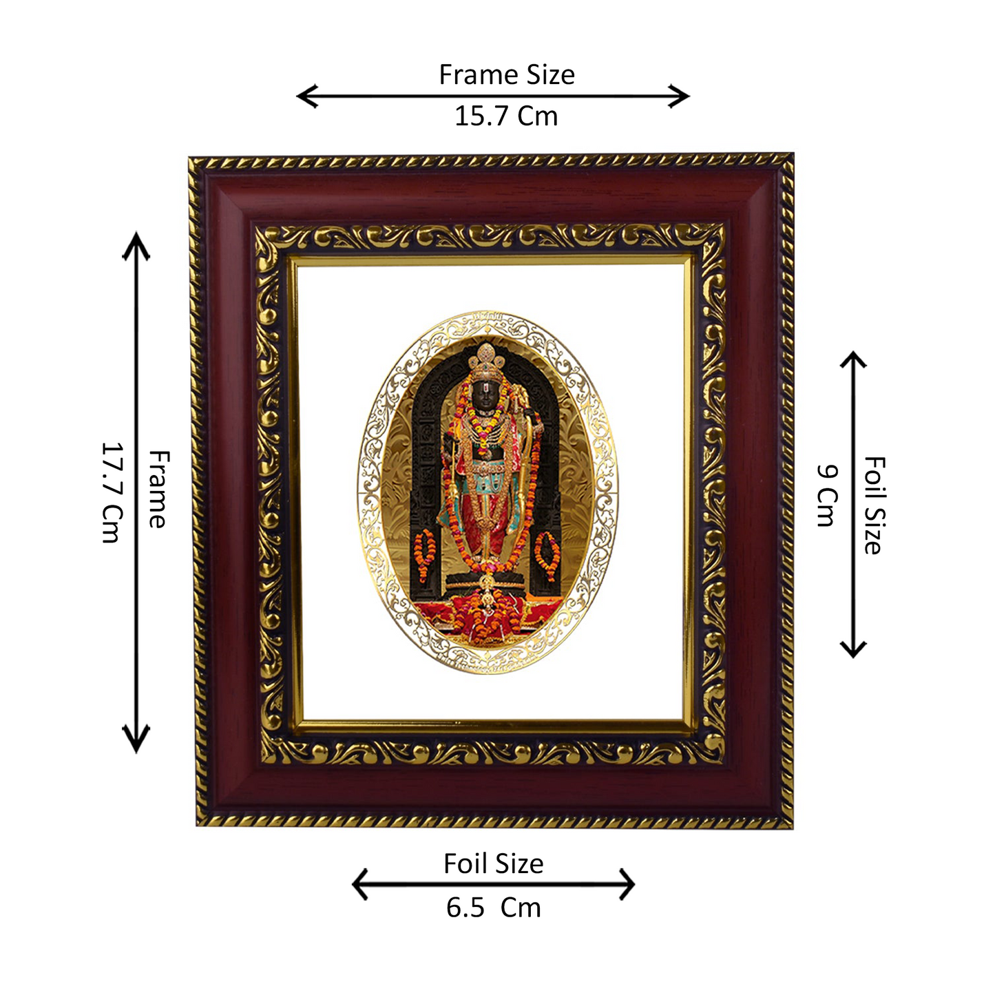DIVINITI 24K Gold Plated Foil Ram Lalla Photo Frame for Home & Office Decor, Wall Hanging, Table Top, Puja Room & Gift DG 105 Size 1 (17.7x15.7 CM)