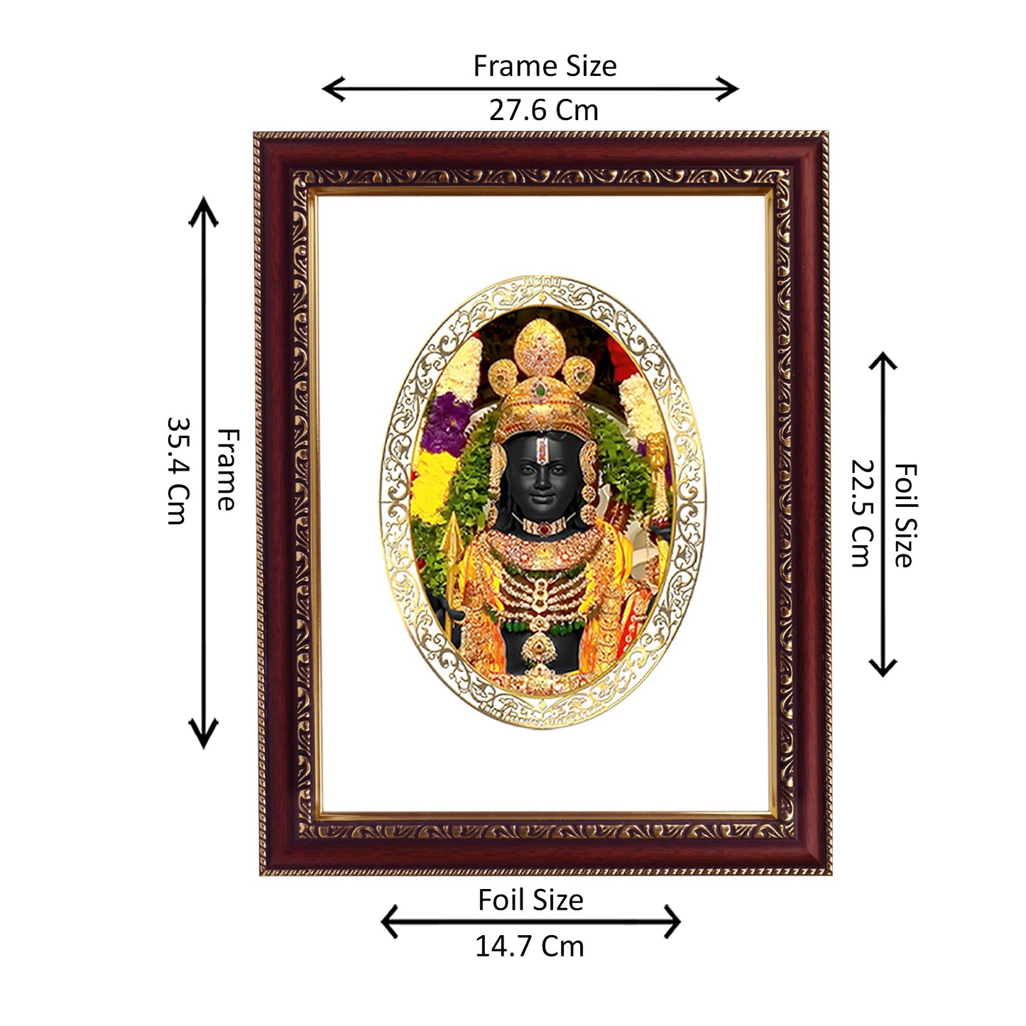 Diviniti 24K Gold Plated Foil Ram Lalla Photo Frame For Home Decor, Wall Hanging, Table Top, Puja Room & Gift DG105S3 (27.6X35.4 CM)