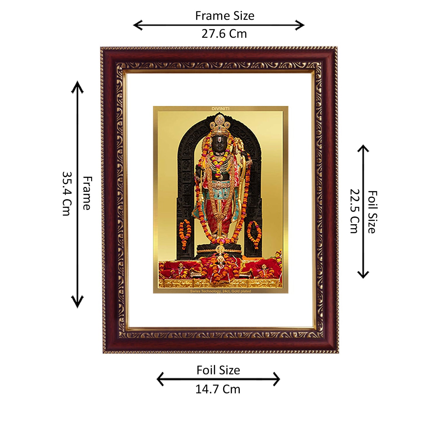 Diviniti 24K Gold Plated Foil Ram Lalla Photo Frame For Home Decor, Wall Hanging, Table Top, Puja Room & Gift DG105S3 (27.6X35.4 CM)