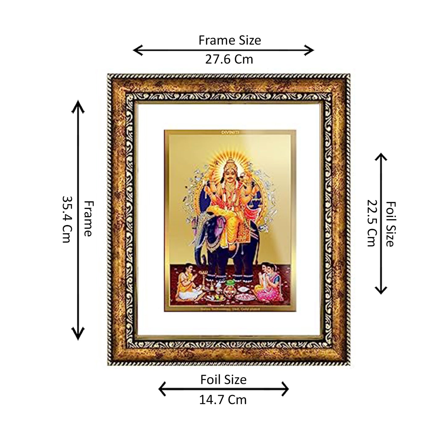 DIVINITI 24K Gold Plated Vishwakarma Wall Photo Frame for Home Decor, Wall Hanging, Table Top, Puja Room & Gift DG113S3 (27.6X35.4 CM)