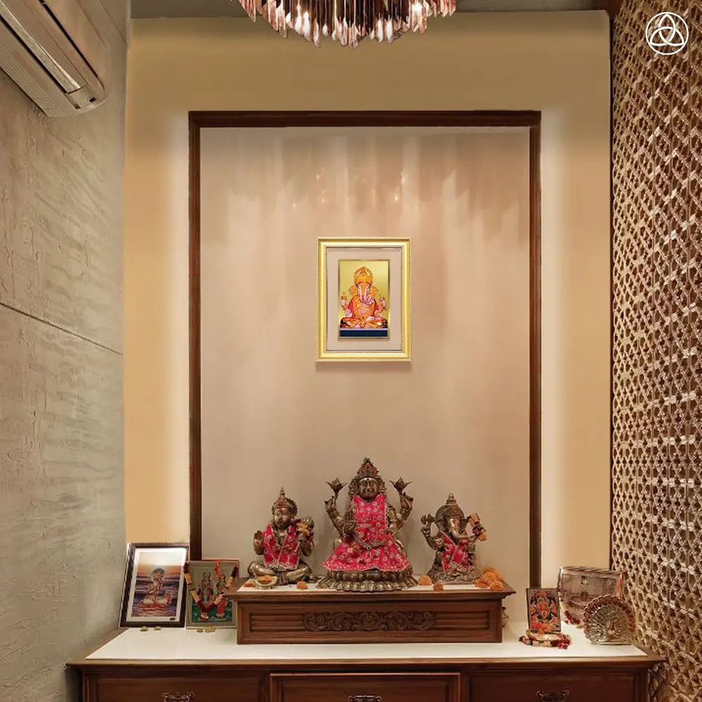 Dagdu Ganesh | Shri Dagdusheth Halwai Ganpati Wall Photo Frame in 24K Gold Plated Foil