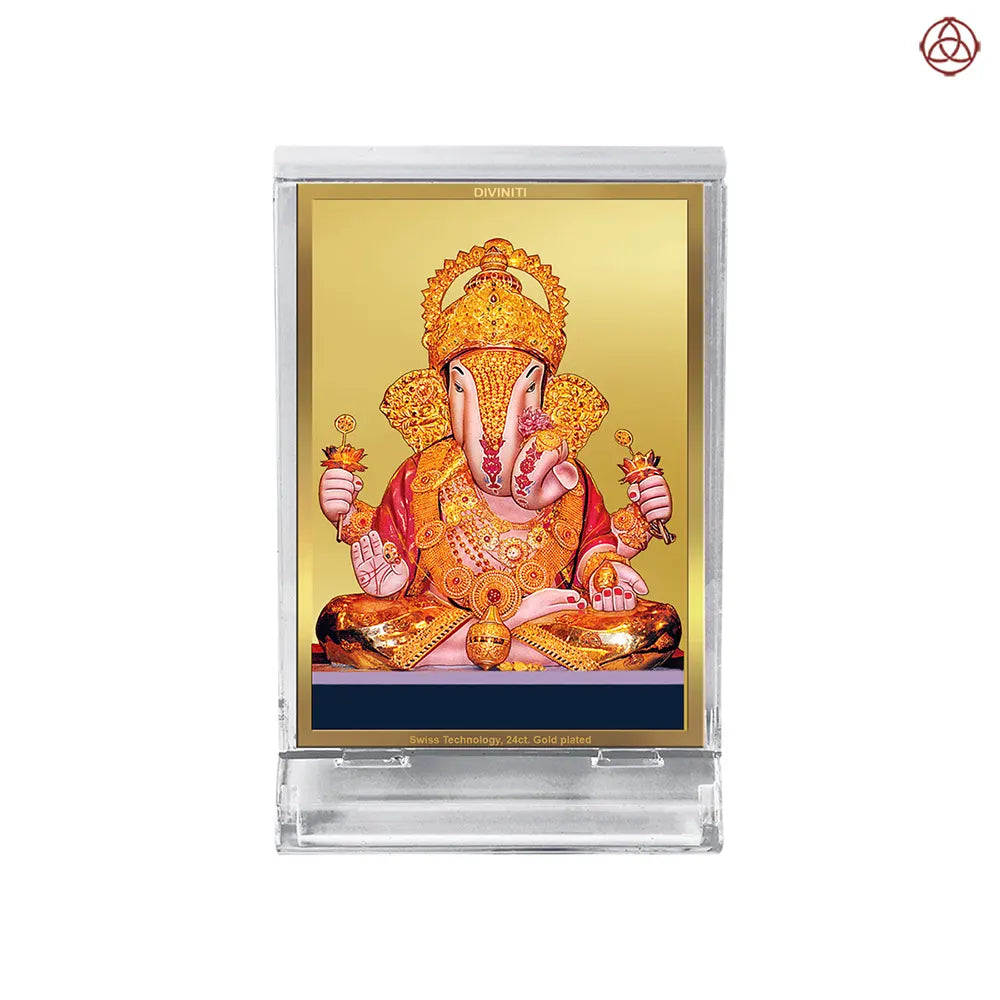 Dagdu Ganesh | Shri Dagdusheth Halwai Ganpati Car Dashboard Frame in 24K Gold Plated Foil