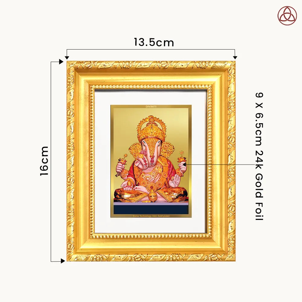 Dagdu Ganesh | Shri Dagdusheth Halwai Ganpati Wall Hanging & Tabletop Frame in 24K Gold Plated Foil