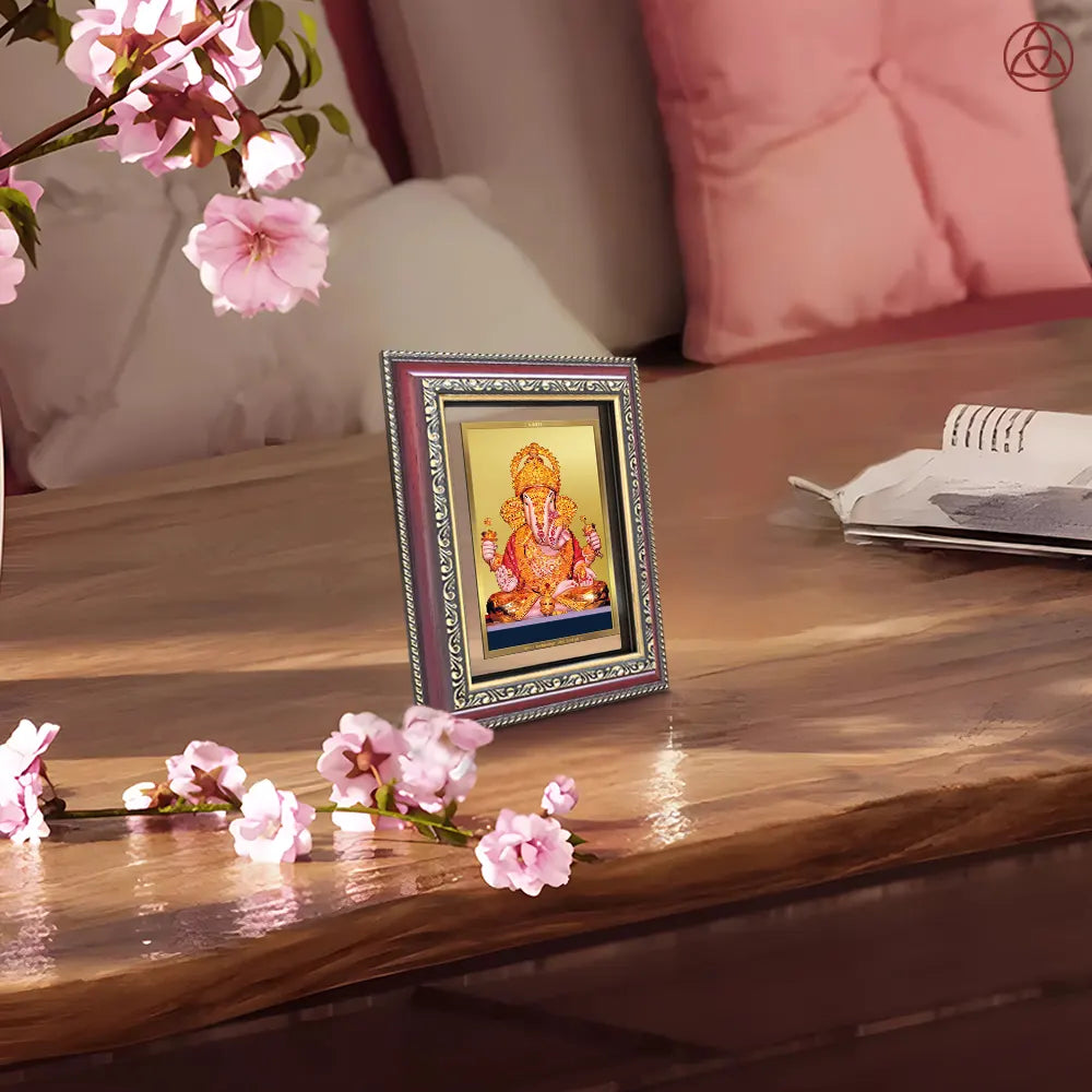 Dagdu Ganesh | Shri Dagdusheth Halwai Ganpati Wall & Tabletop Photo Frame in 24K Gold Plated Foil