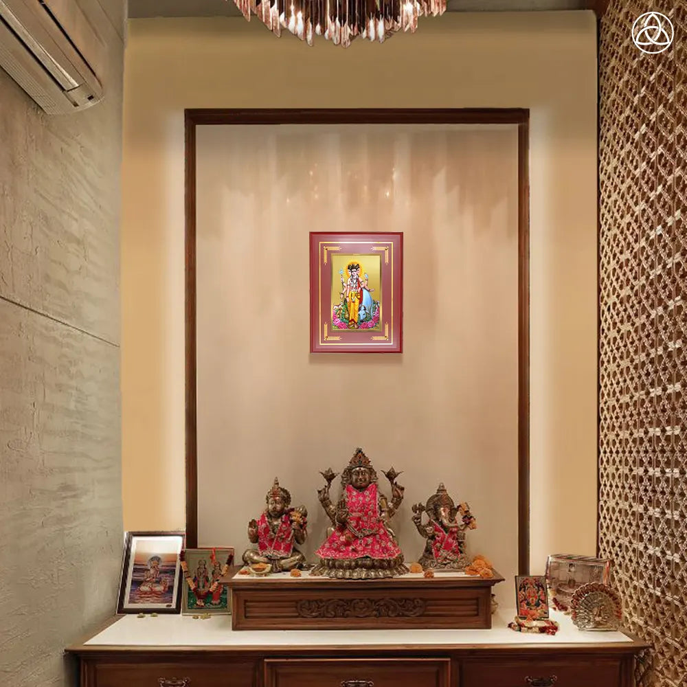Dattatreya with Kamadhenu | Shri Dattatreya Wall Photo Frame in 24K Gold Plated Foil