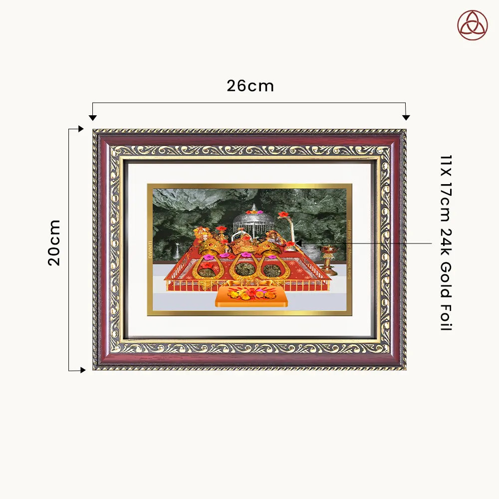 Durga Vaishno Devi Mata Ka Darbar | Divine Wall & Tabletop Photo Frame in 24K Gold Plated Foil
