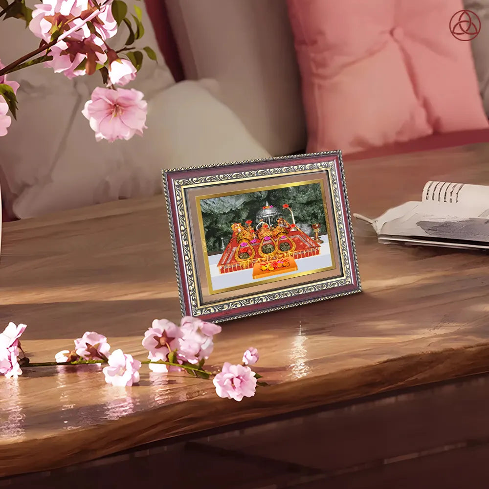 Durga Vaishno Devi Mata Ka Darbar | Divine Wall & Tabletop Photo Frame in 24K Gold Plated Foil