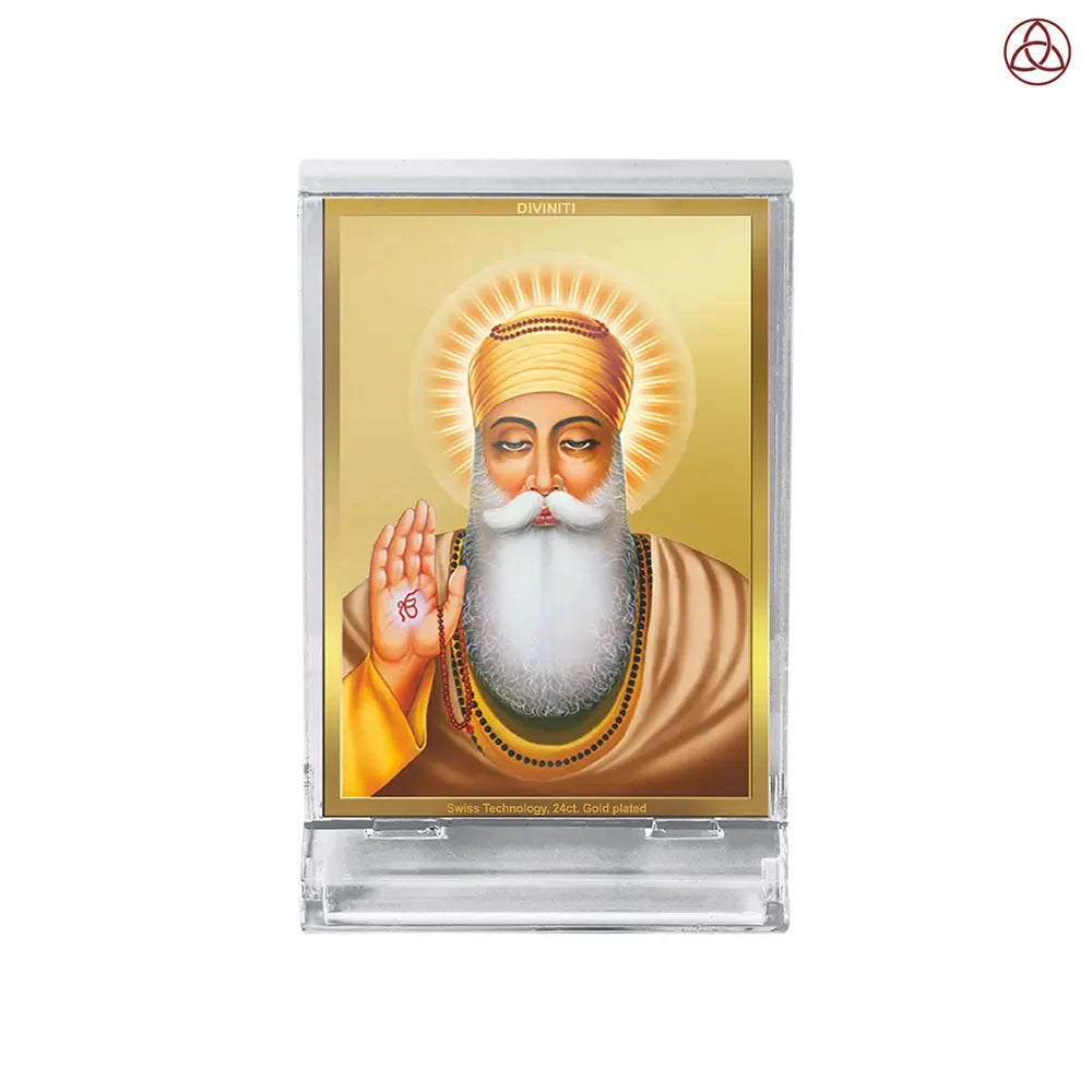 Guru Nanak Dev Ji Divine Waheguru For Sacred Sikh Religious Car Dashboard Frame in 24K Gold Plated Foil