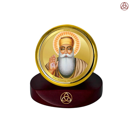 Guru Nanak Dev Ji Divine Waheguru For Sacred Sikh Religious Car Dashboard Frame in 24K Gold Plated Foil