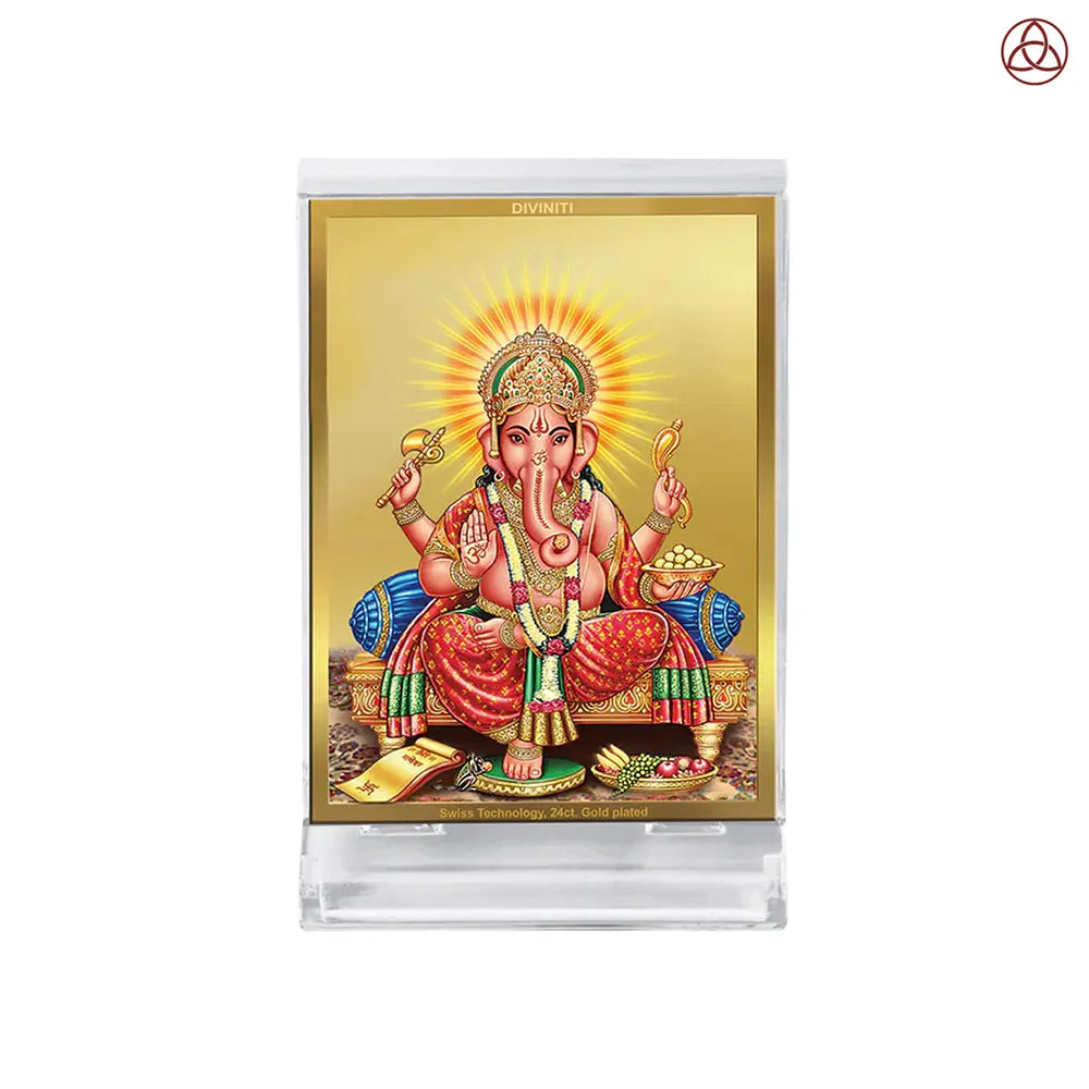 Ganesha | Lord Ganpati Car Dashboard Frame in 24K Gold Plated Foil