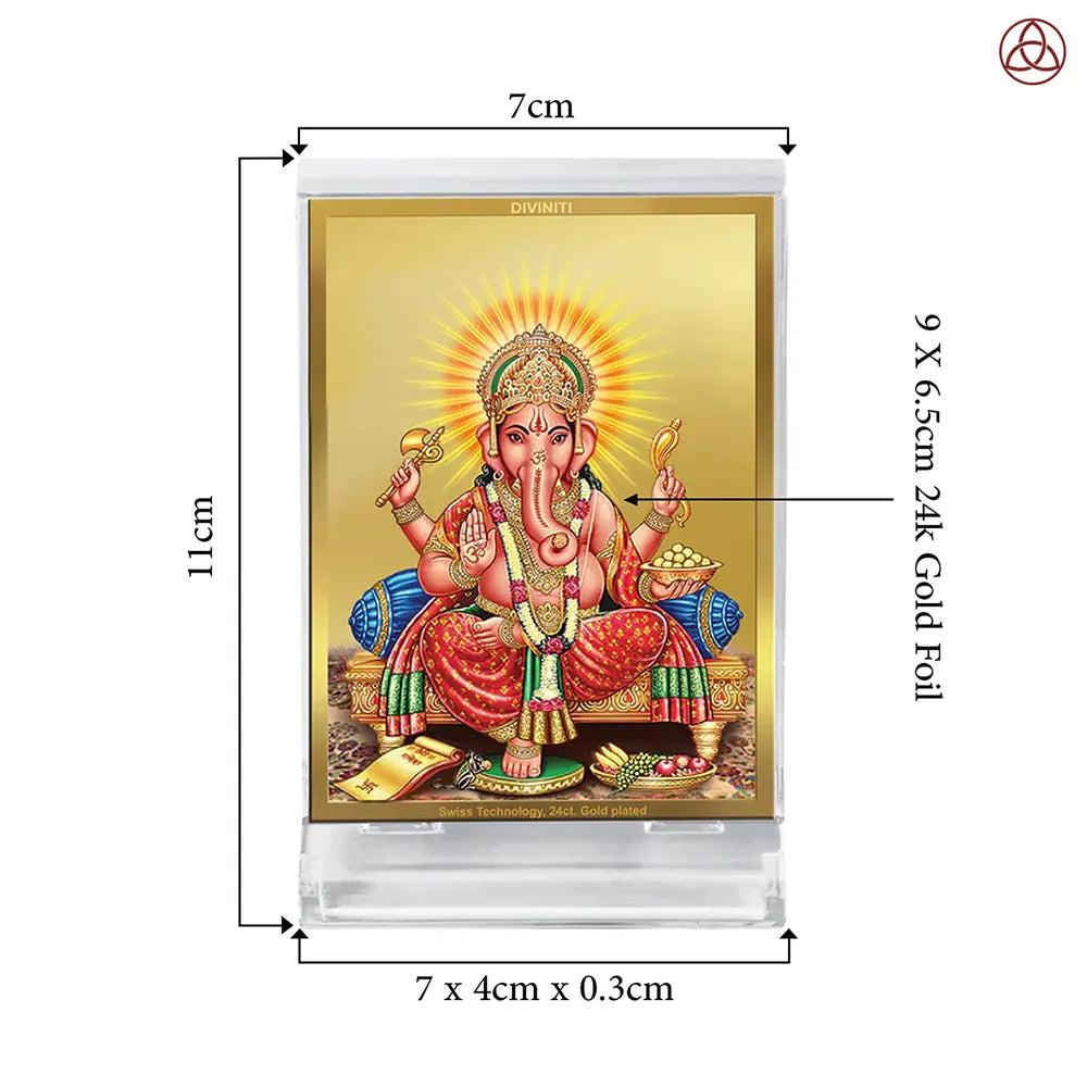 Ganesha | Lord Ganpati Car Dashboard Frame in 24K Gold Plated Foil