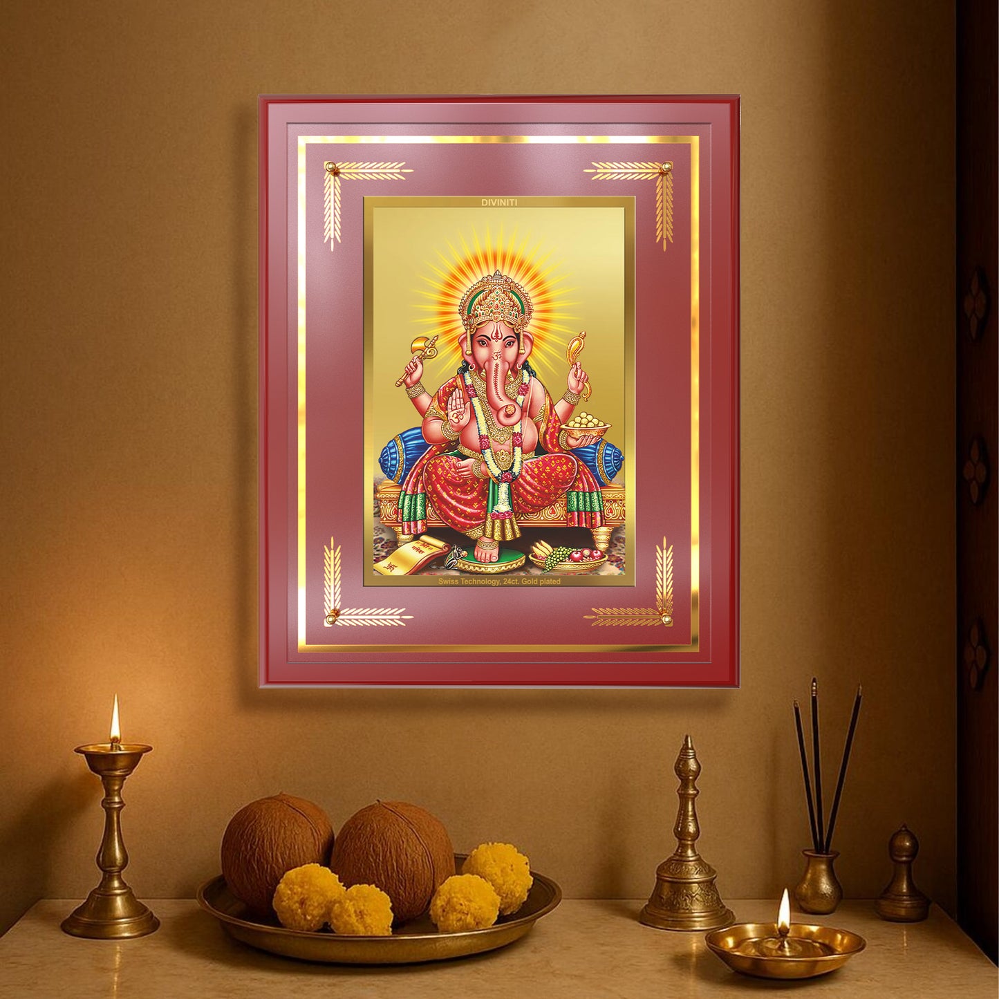 Ganesha | Lord Ganpati Wall Mount Photo Frame in 24K Gold Plated Foil