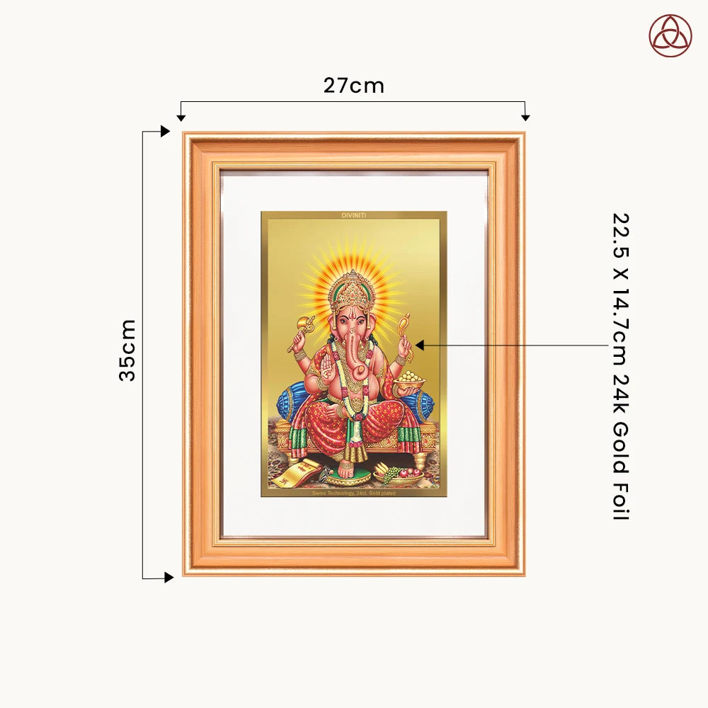 Ganesha | Lord Ganpati Wall Photo Frame in 24K Gold Plated Foil