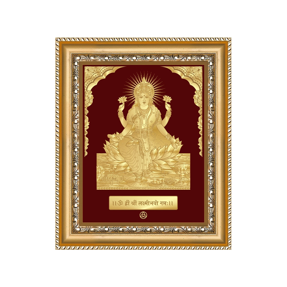 Goddess Lakshmi | Devi of Wealth & Prosperity Gold on Gold Wall Hanging Frame in 24K Gold Plated Foil