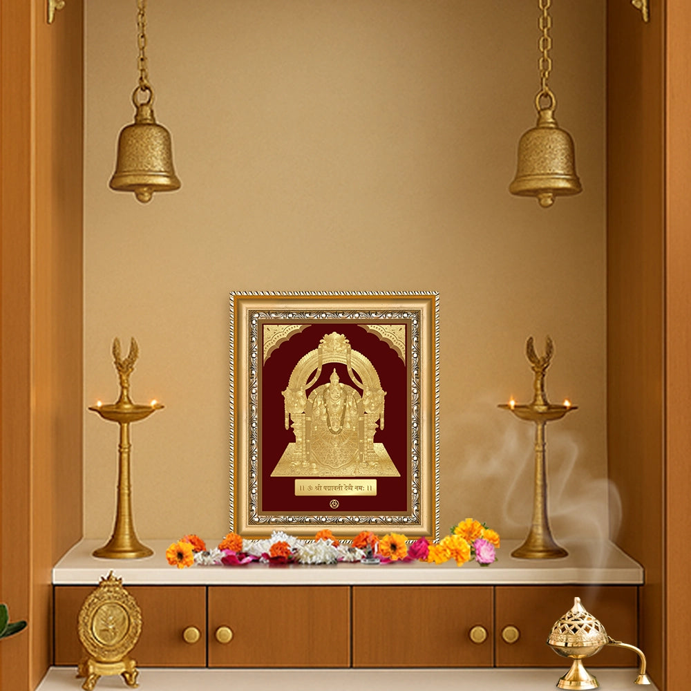 Goddess Padmavati | Consort of Lord Tirupati Balaji Gold on Gold Wall Hanging Frame in 24K Gold Plated Foil
