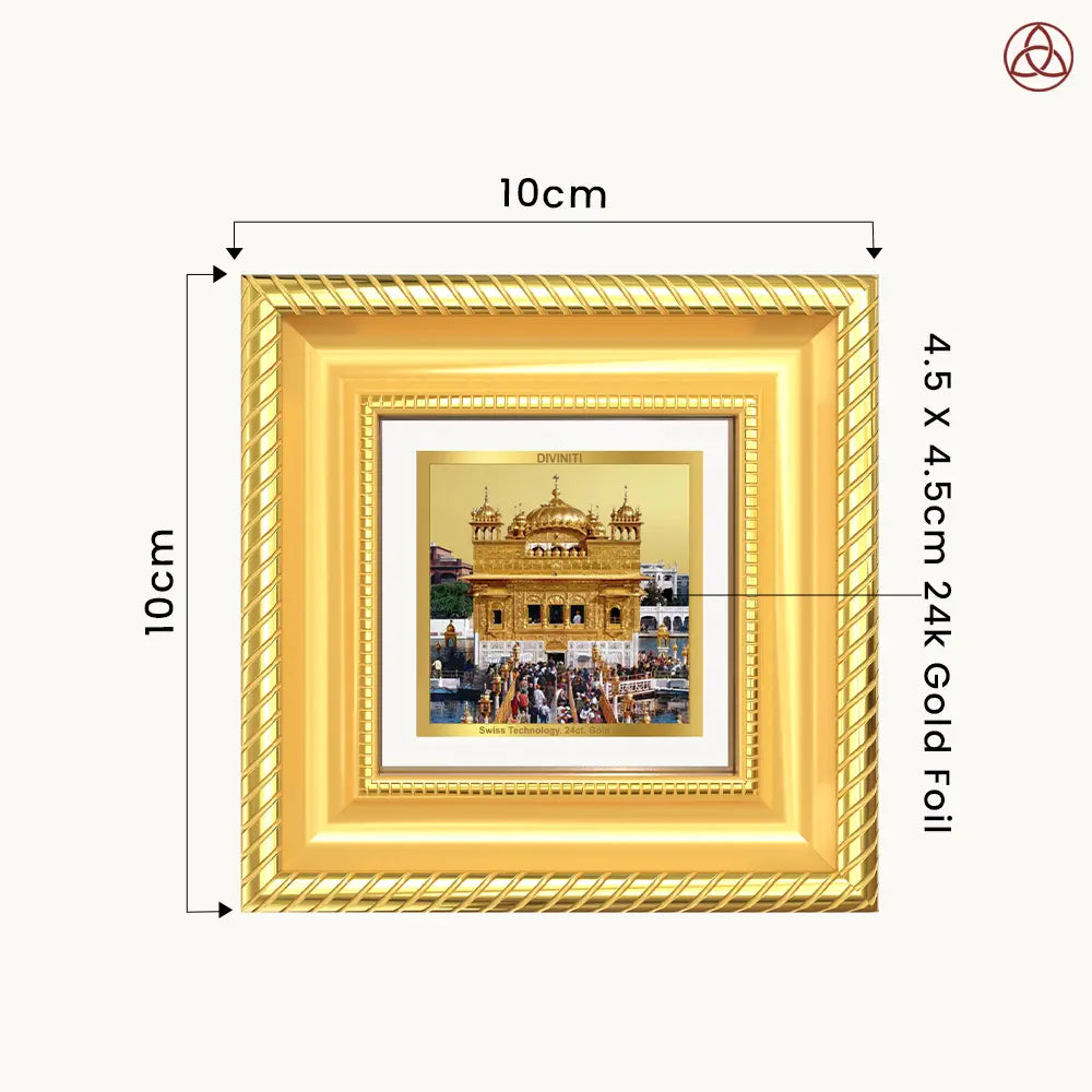 Sachkhand Shri Darbar Sahib -Golden Temple | Sacred Sikh Shrine Tabletop Frame in 24K Gold Plated Foil