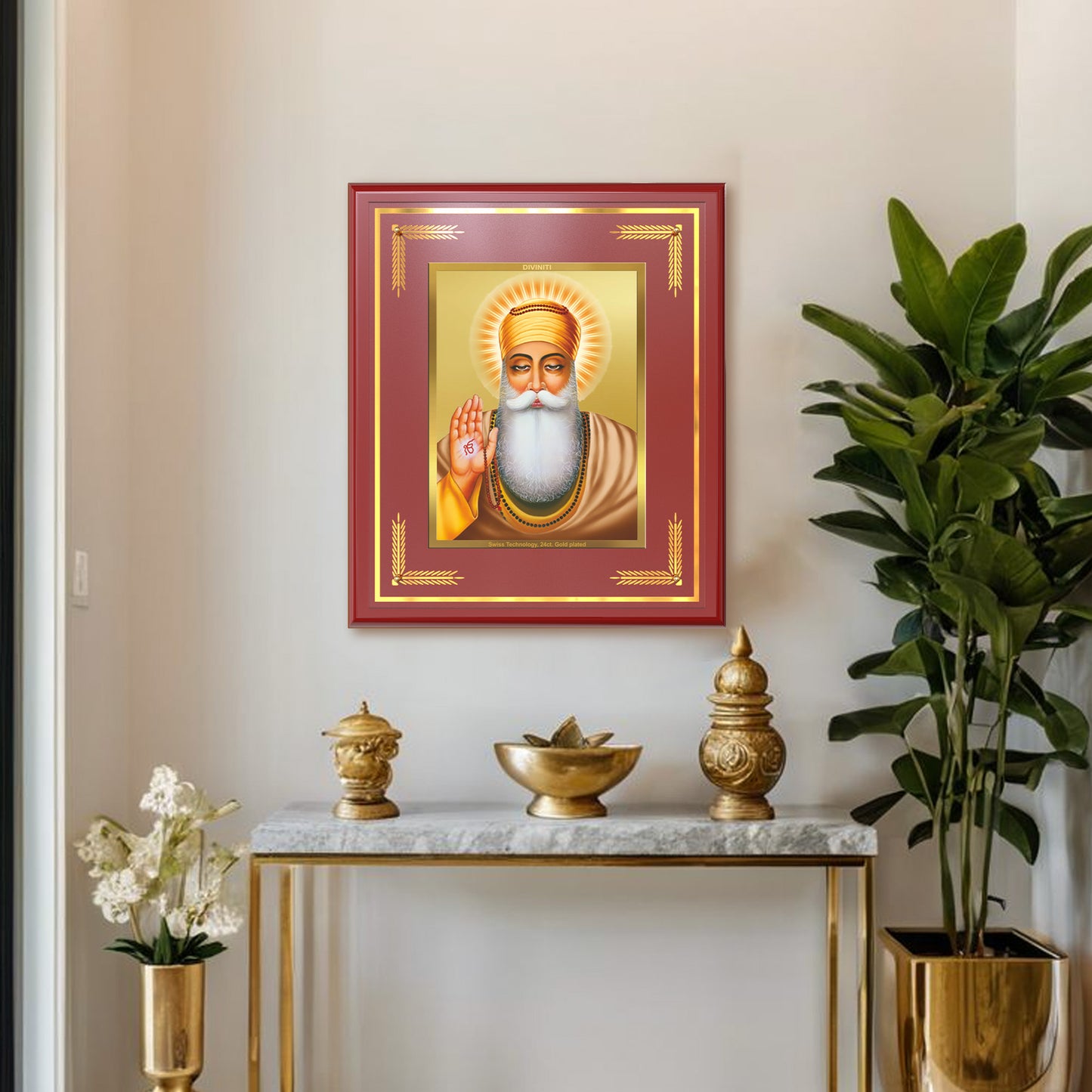Guru Nanak Dev Ji | Divine Wall Mount Photo Frame in 24K Gold Plated Foil
