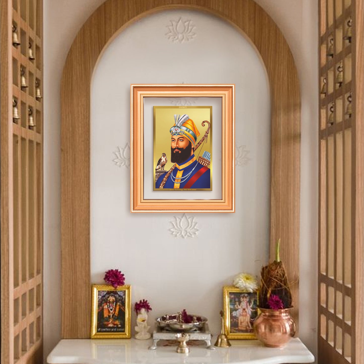 Guru Gobind Singh Ji | Divine Wall Mount Photo Frame in 24K Gold Plated Foil