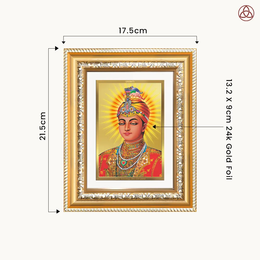 Guru Harkrishan Sahib Ji | Divine Wall & Tabletop Photo Frame in 24K Gold Plated Foil