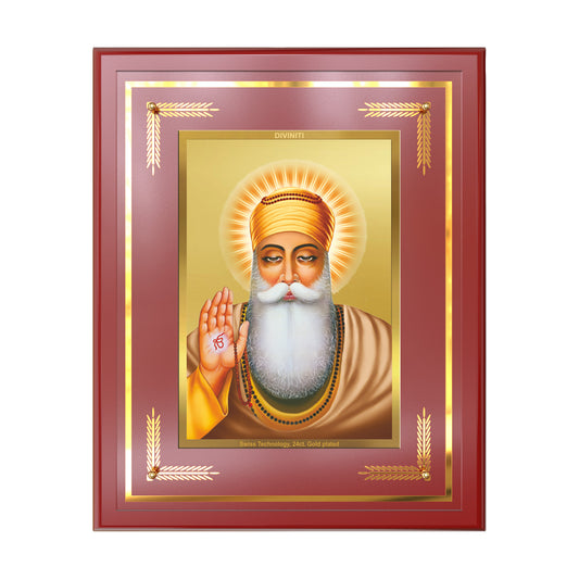 Guru Nanak Dev Ji | Exquisite wall mount photo frame in 24K gold plated foil