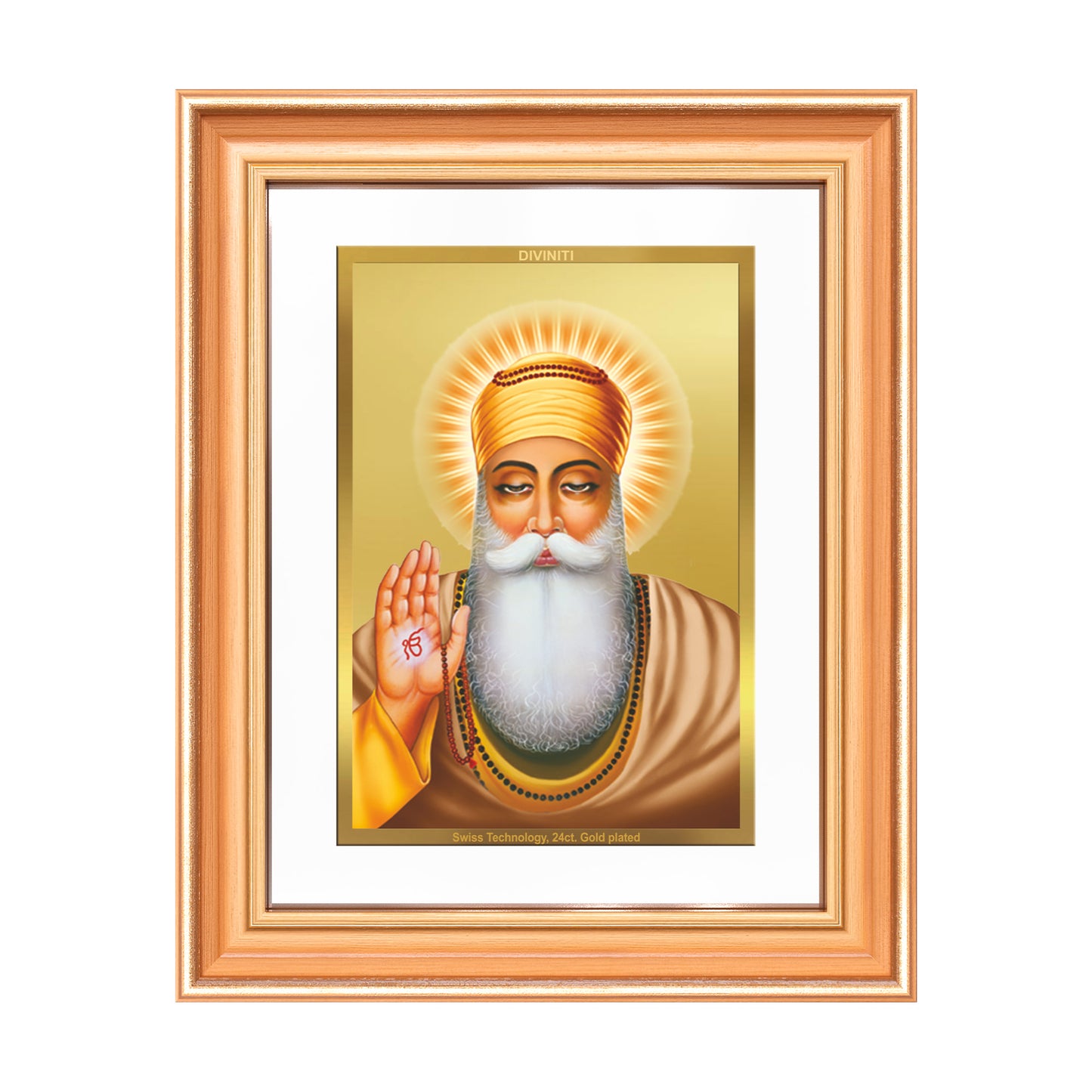 Guru Nanak Dev Ji | Divine Wall Mount Photo Frame in 24K Gold Plated Foil
