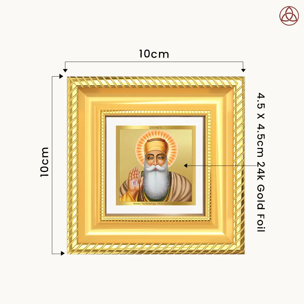 Guru Nanak Dev Ji Divine Waheguru For Sacred Sikh Religious Car Dashboard Frame in 24K Gold Plated Foil