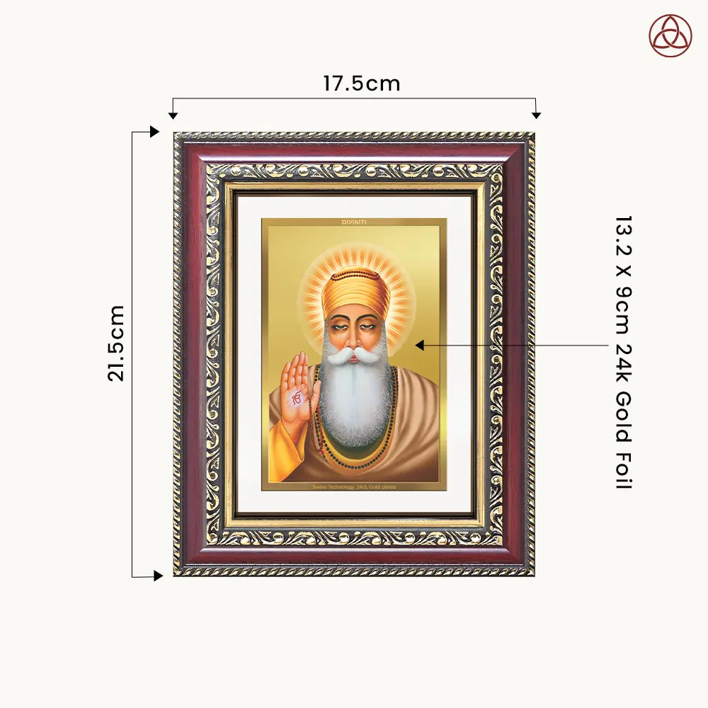 Guru Nanak Dev Ji | Divine Wall & Tabletop Photo Frame in 24K Gold Plated Foil