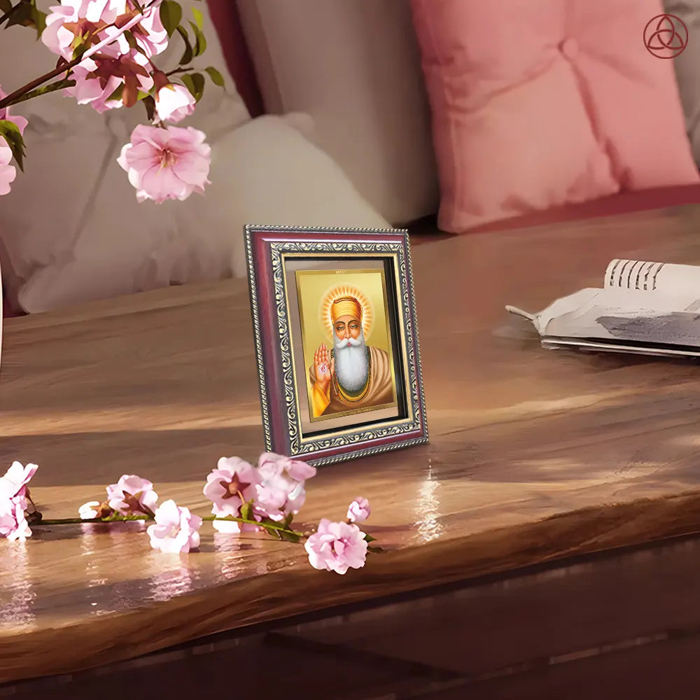Guru Nanak Dev Ji | Divine Wall & Tabletop Photo Frame in 24K Gold Plated Foil