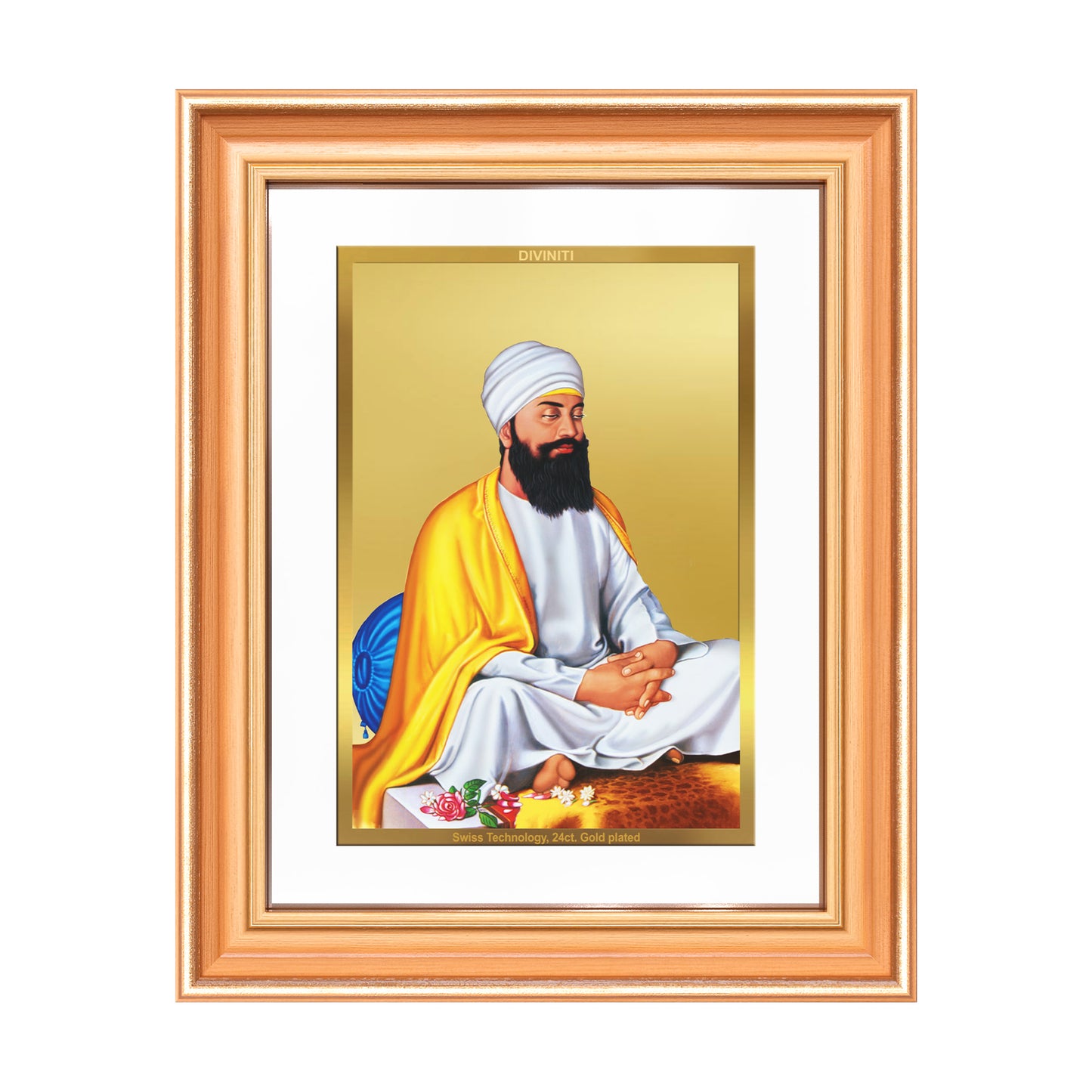 Guru Tegh Bahadar Sahib Ji | Divine Wall Mount Photo Frame in 24K Gold Plated Foil