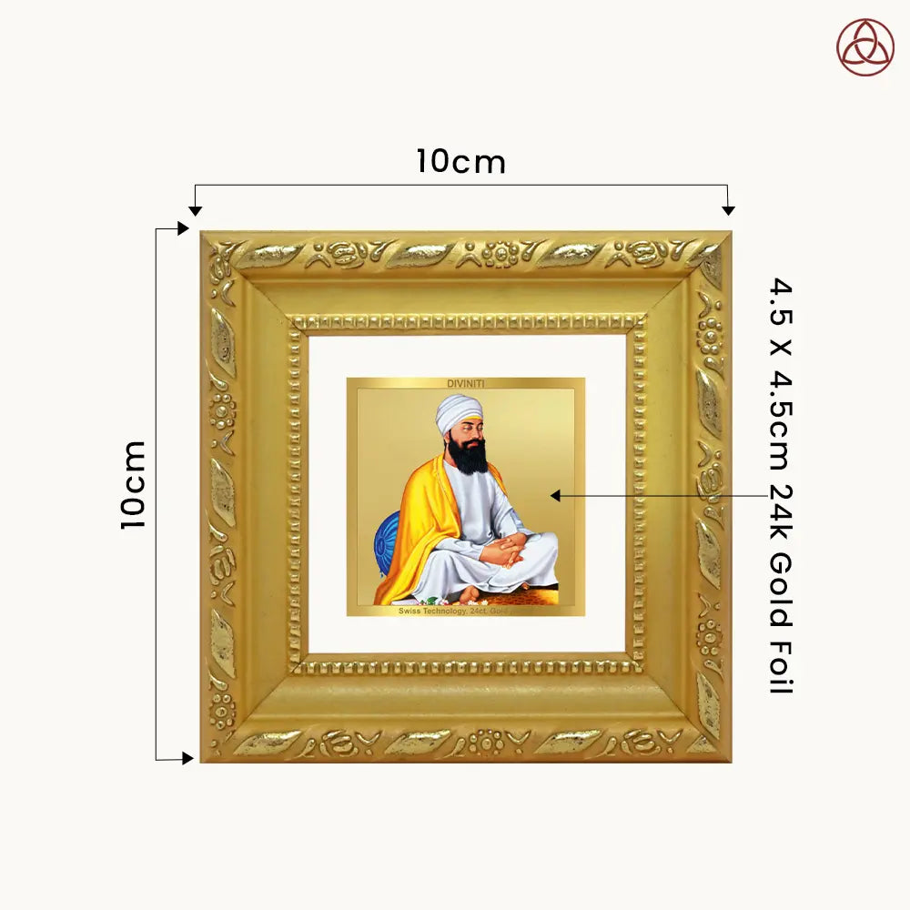 Guru Tegh Bahadar Ji | Ninth Sikh Guru and Dharam-Di-Chadar Spiritual Tabletop frame in 24K Gold Plated Foil