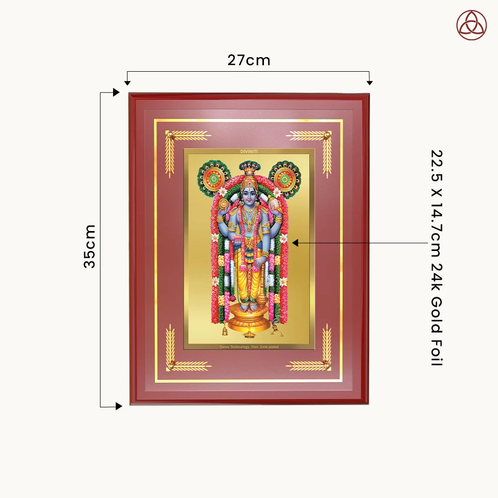 Guruvayurappan | Lord Krishna of Guruvayur Wall Photo Frame in 24K Gold Plated Foil
