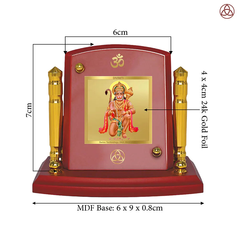 Lord Hanuman | Blessings Pose Car Dashboard Frame in 24K Gold Plated Foil