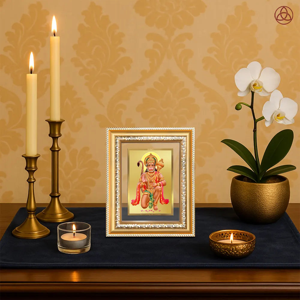 Lord Hanuman | Blessings Pose Wall & Tabletop Photo Frame in 24K Gold Plated Foil