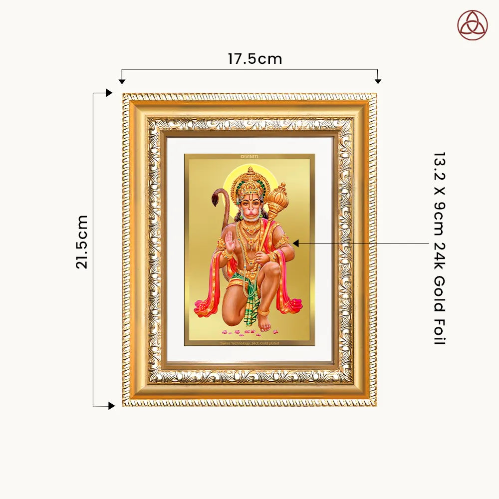 Lord Hanuman | Blessings Pose Wall & Tabletop Photo Frame in 24K Gold Plated Foil