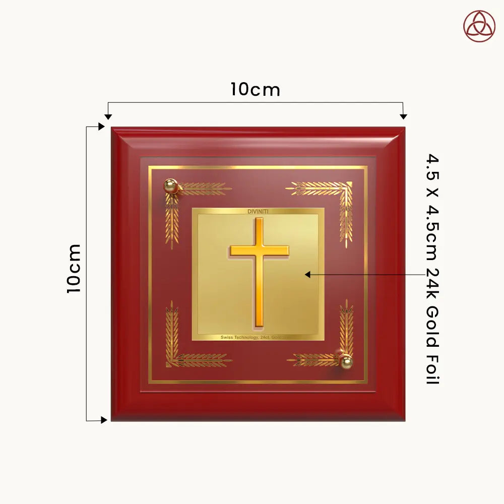 Holy Cross | Symbol of Faith & Salvation Tabletop Frame in 24K Gold Plated Foil