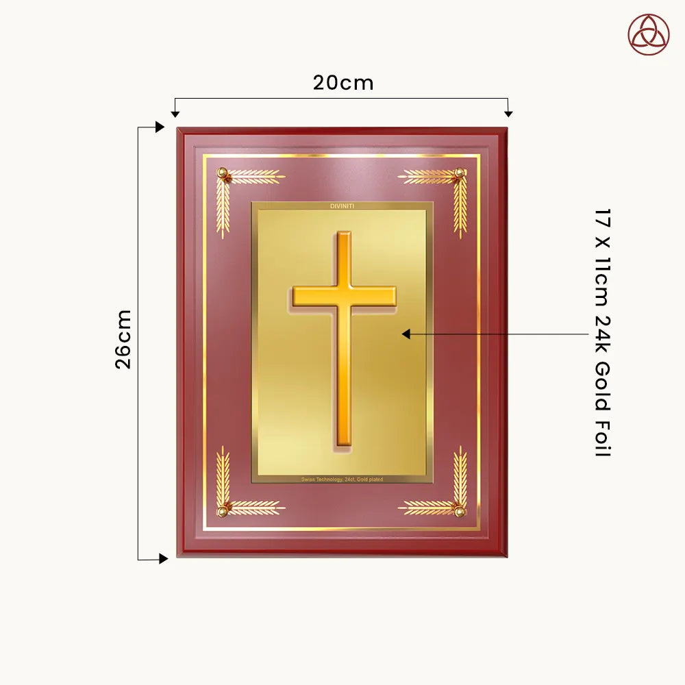 Holy Cross | Sacred Christian Cross Wall & Tabletop Photo Frame in 24K Gold Plated Foil