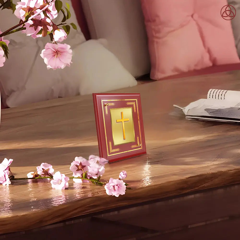 Holy Cross | Sacred Wall & Tabletop Photo Frame in 24K Gold Plated Foil