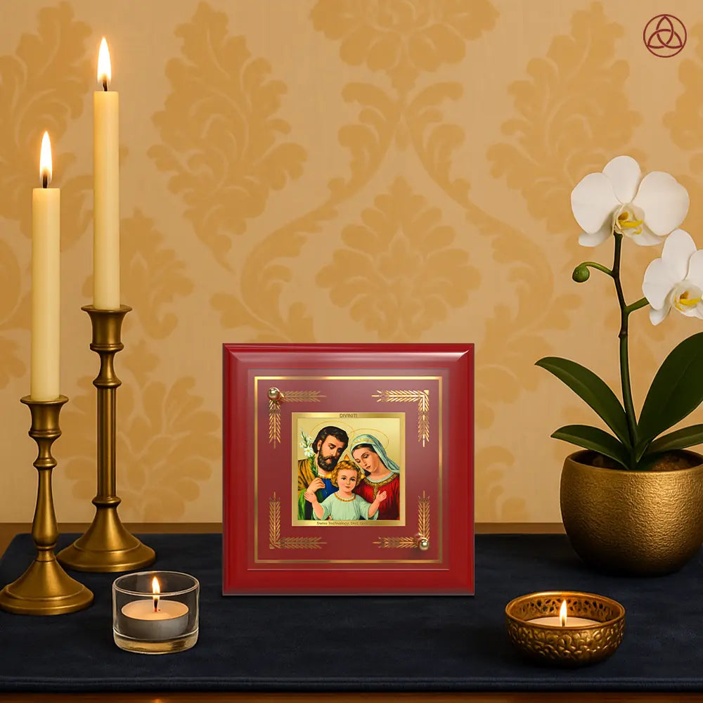 Holy Family | Symbol of Love, Unity & Grace Tabletop Frame in 24K Gold Plated Foil
