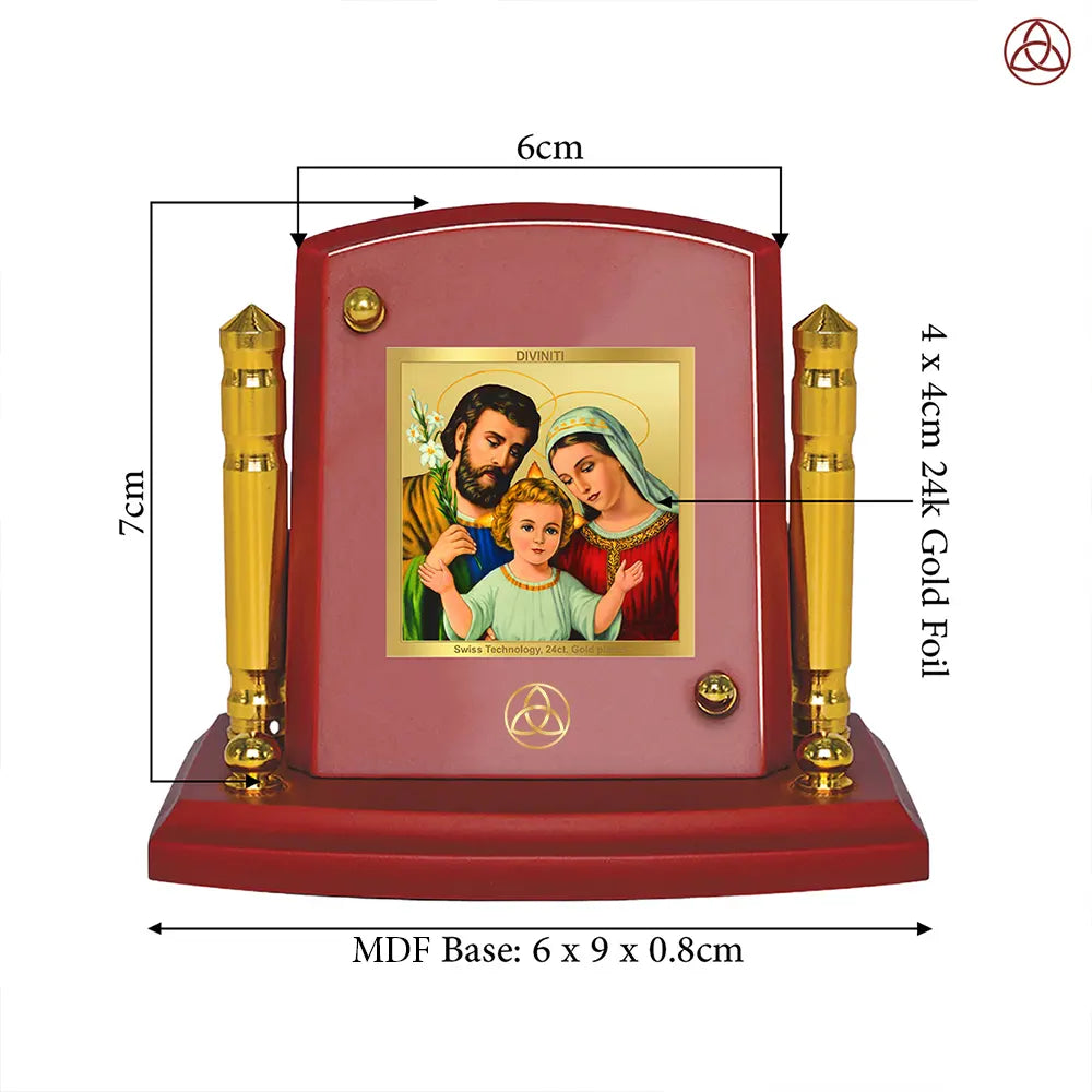 Holy Family | Symbol of Love, Unity & Grace Car Dashboard Frame in 24K Gold Plated Foil