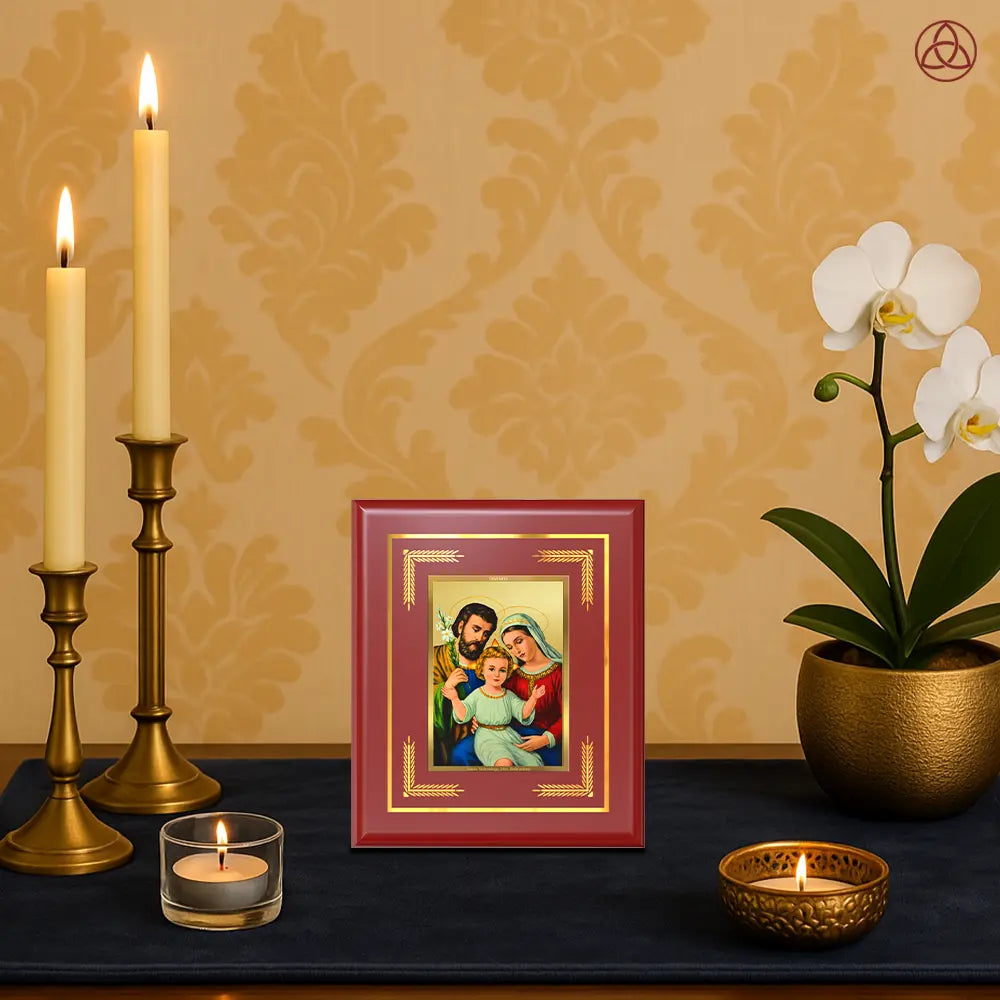 Holy Family | Sacred Wall & Tabletop Photo Frame in 24K Gold Plated Foil