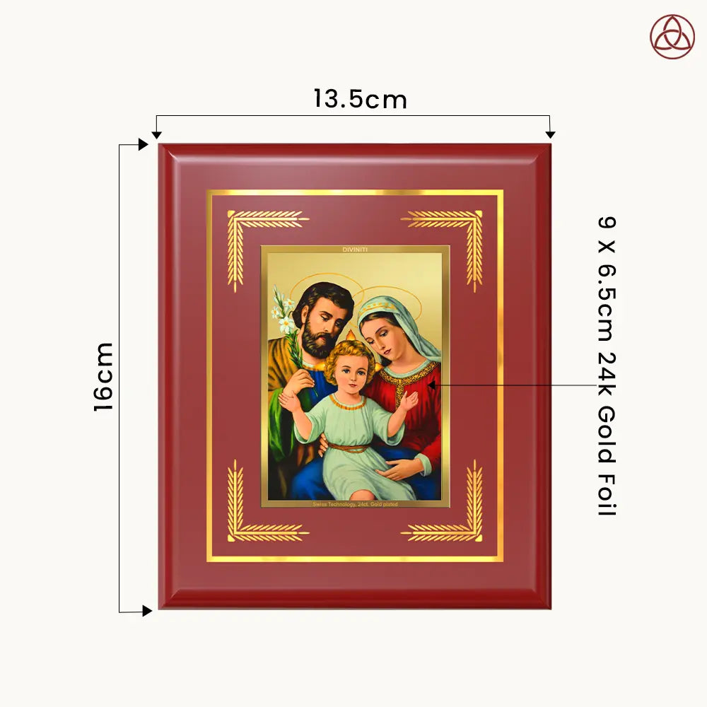 Holy Family | Sacred Wall & Tabletop Photo Frame in 24K Gold Plated Foil