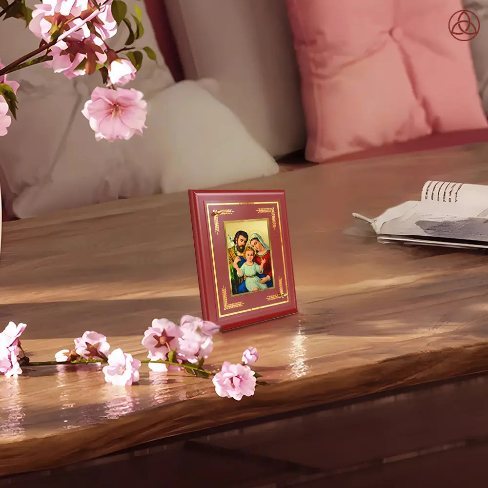 Holy Family | Sacred Wall & Tabletop Photo Frame in 24K Gold Plated Foil