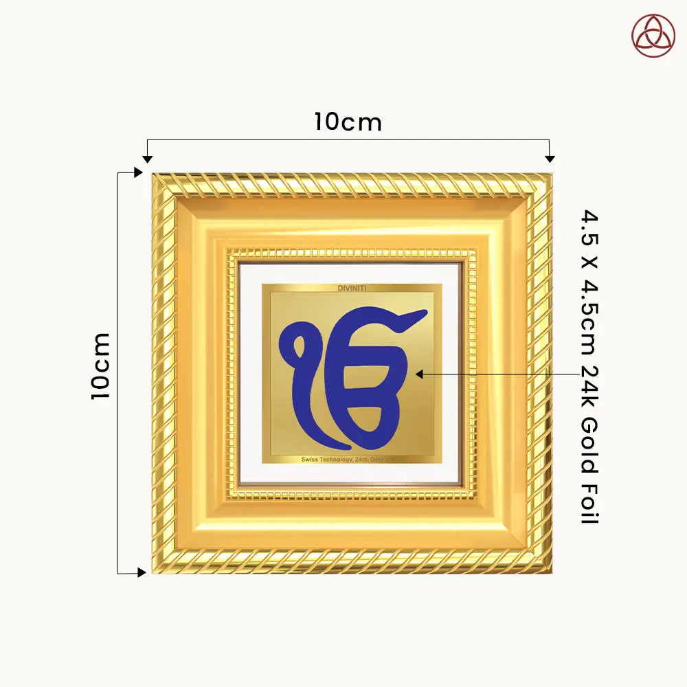 Divine Ik Onkar Symbolizing The Eternal Oneness of God in 24K Gold Plated Foil Frame For Spirituality
