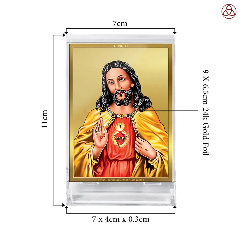 Jesus Christ | Symbol of Peace, Sacrifice & Redemption Car Dashboard Frame in 24K Gold Plated Foil "