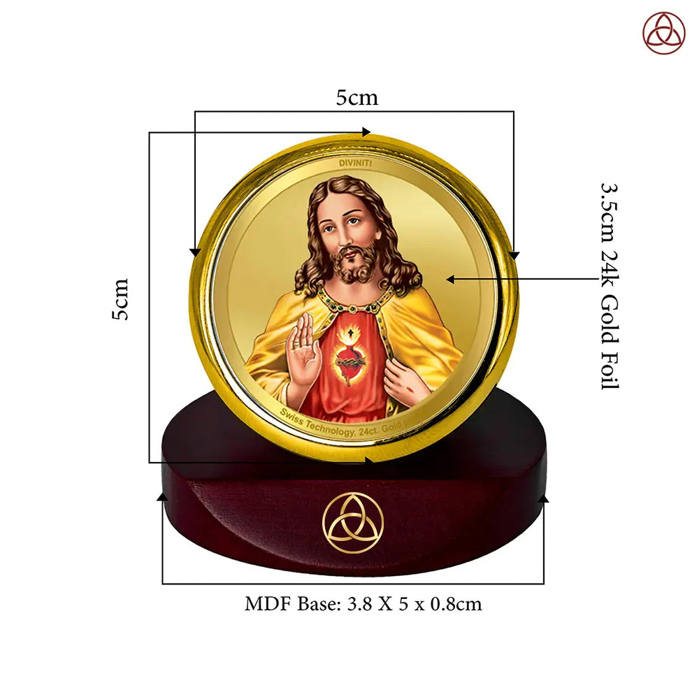 Jesus Christ | Symbol of Peace, Sacrifice & Redemption Car Dashboard Frame in 24K Gold Plated Foil